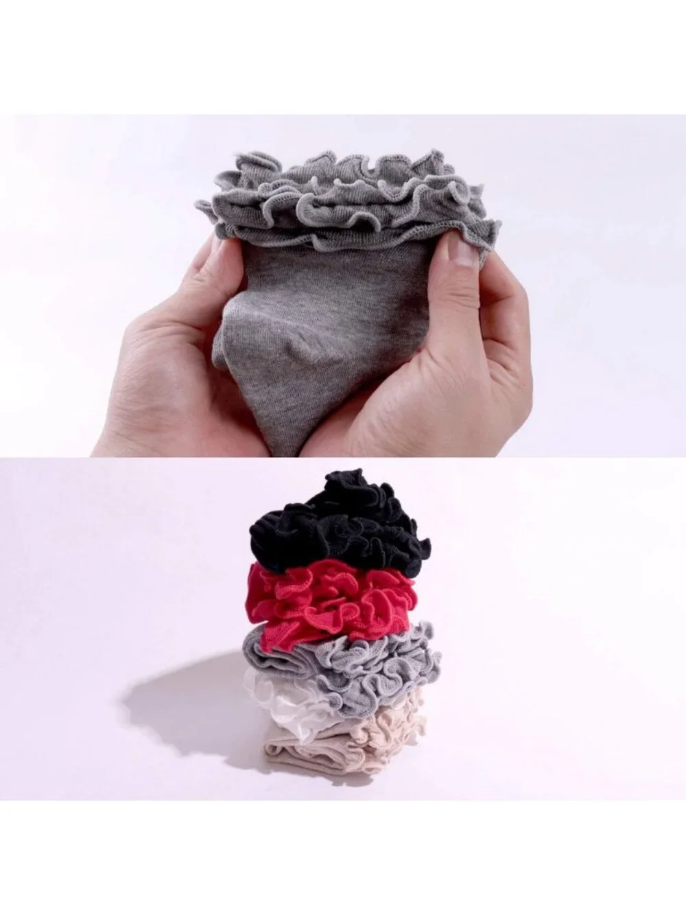Women's Double Ruffle Frilly Ankle Crew Socks with Lace Trim - 3/5 Pack